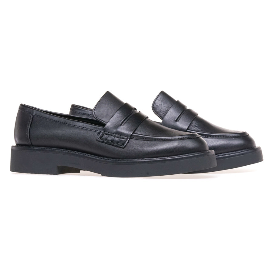 Marco Tozzi Black Leather Loafers for Casual Wear - Leavys Shoes