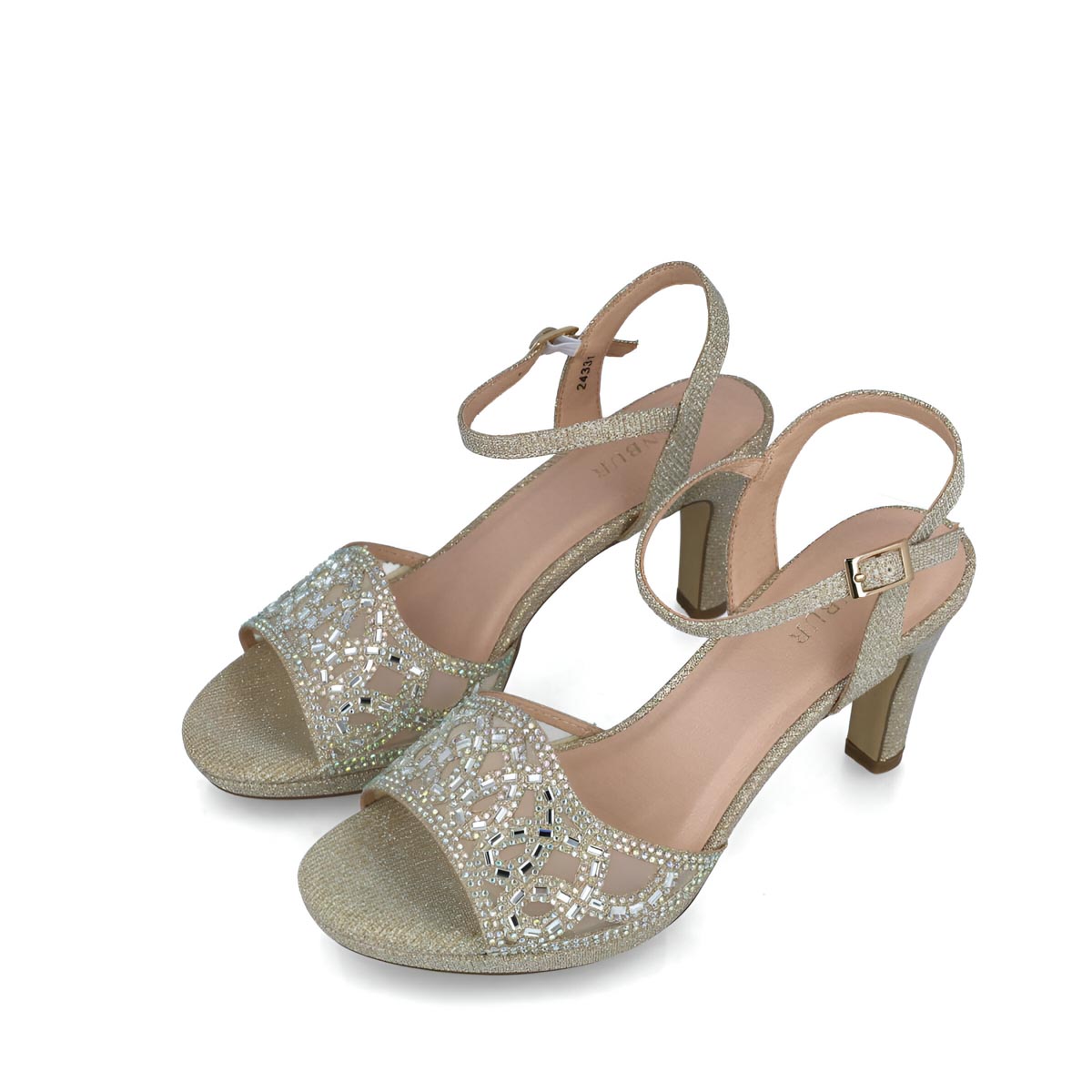 Menbur Gold Occasionwear Sandal with Diamante Detail