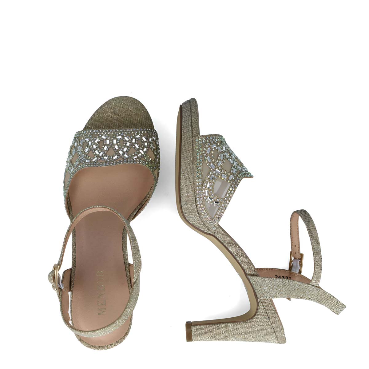 Menbur Gold Occasionwear Sandal with Diamante Detail