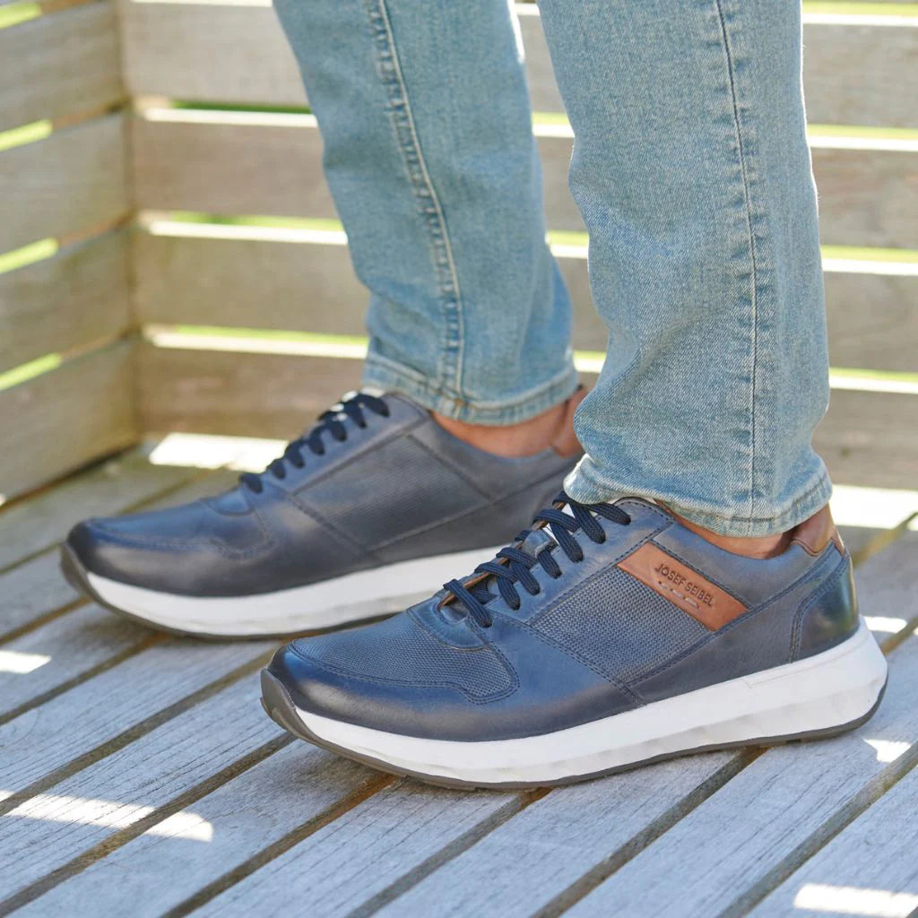 Josef Seibel Cameron 10 Men's Leather Sneaker - Ocean Multi