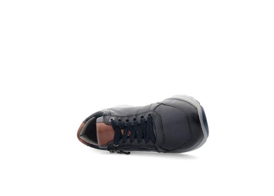 Ara Navy Leather Lace-Up Shoes with Brown Details and Gore-Tex