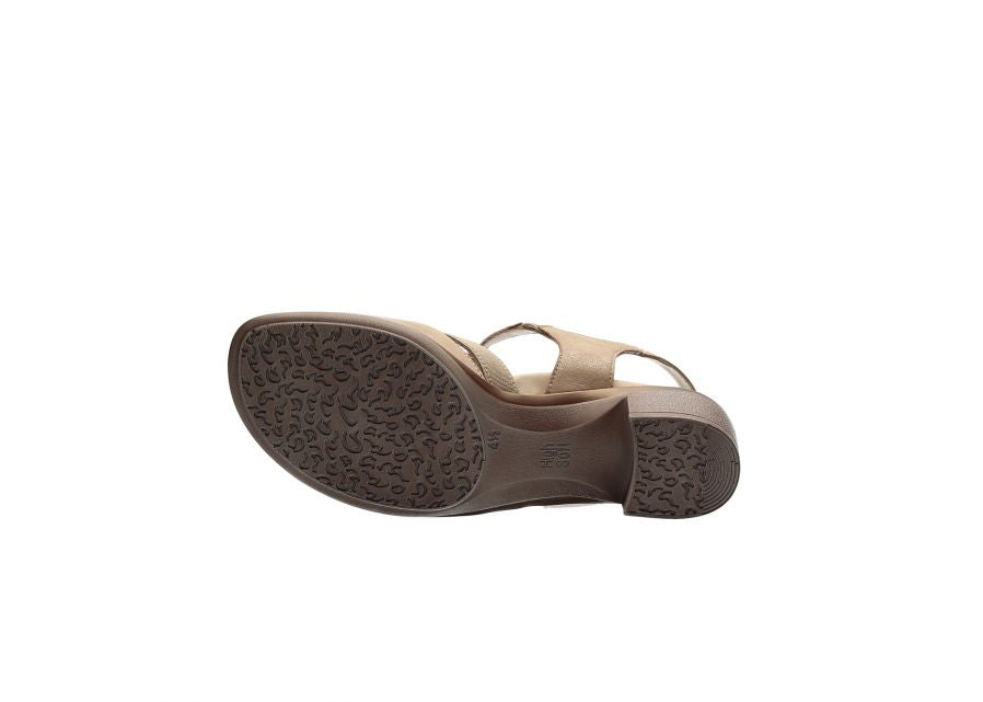 Ara Beige Sandals with Silver Details and Adjustable Velcro Strap