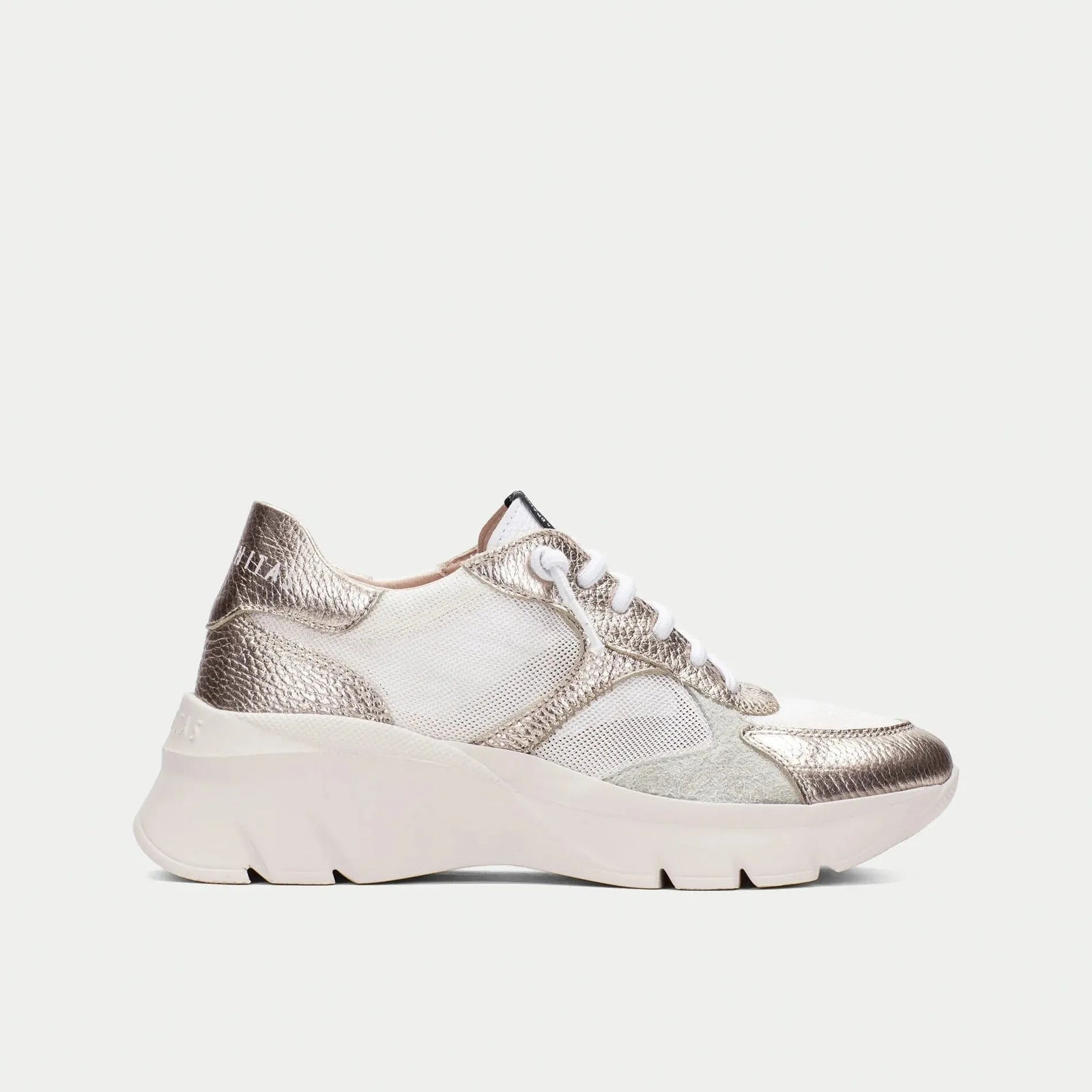 Hispanitas Gold & White Trainer – Modern Comfort with a Trendy Edge - Leavys Shoes