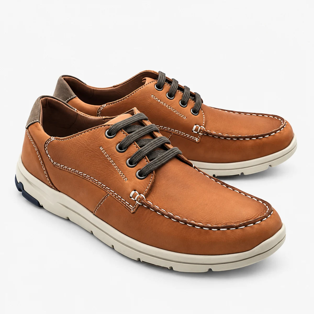 Dubarry Baker Men's Brown Leather Lace-Up Moccasins - pair view