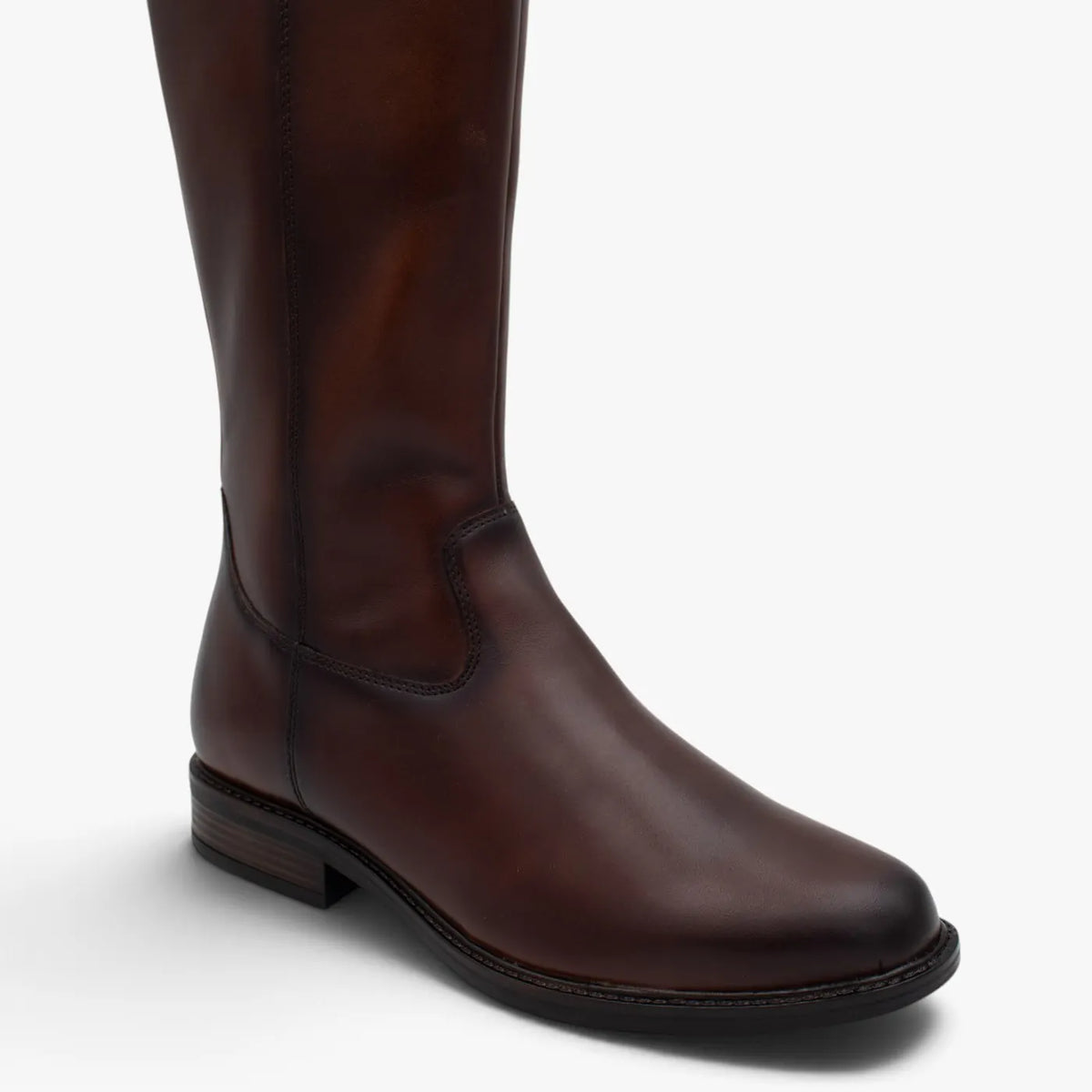 Dubarry Cadence Chestnut Leather Knee-High Boots - toe and upper detail
