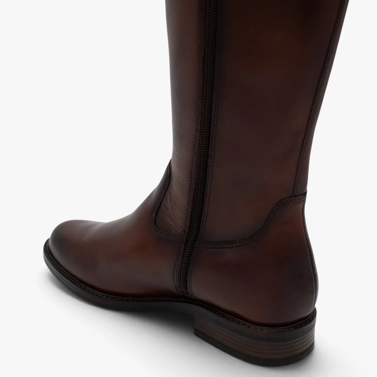 Dubarry Cadence Chestnut Leather Knee-High Boots - heel and zip detail