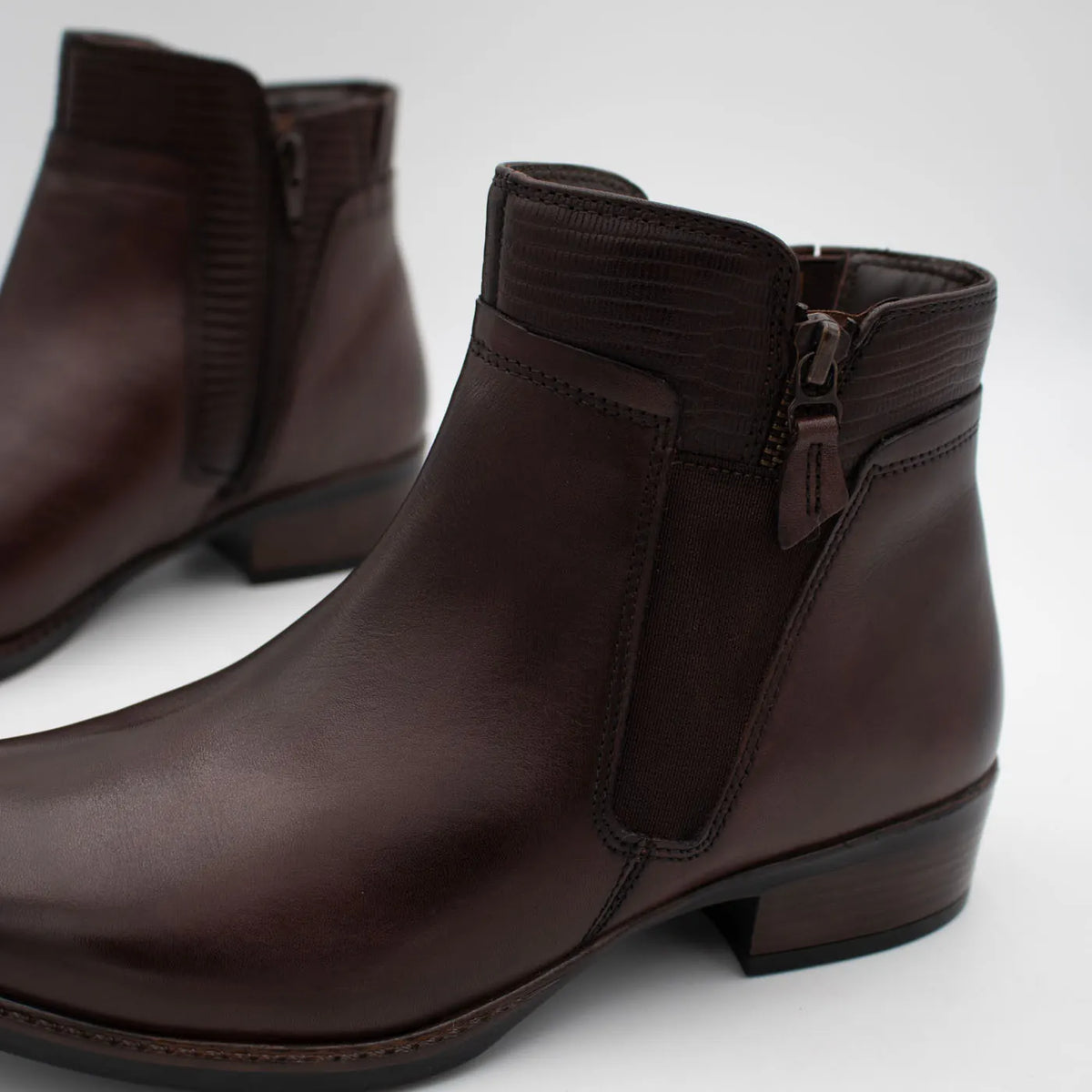 Dubarry Cierra Mahogany Leather Ankle Boots - zip and stitching detail