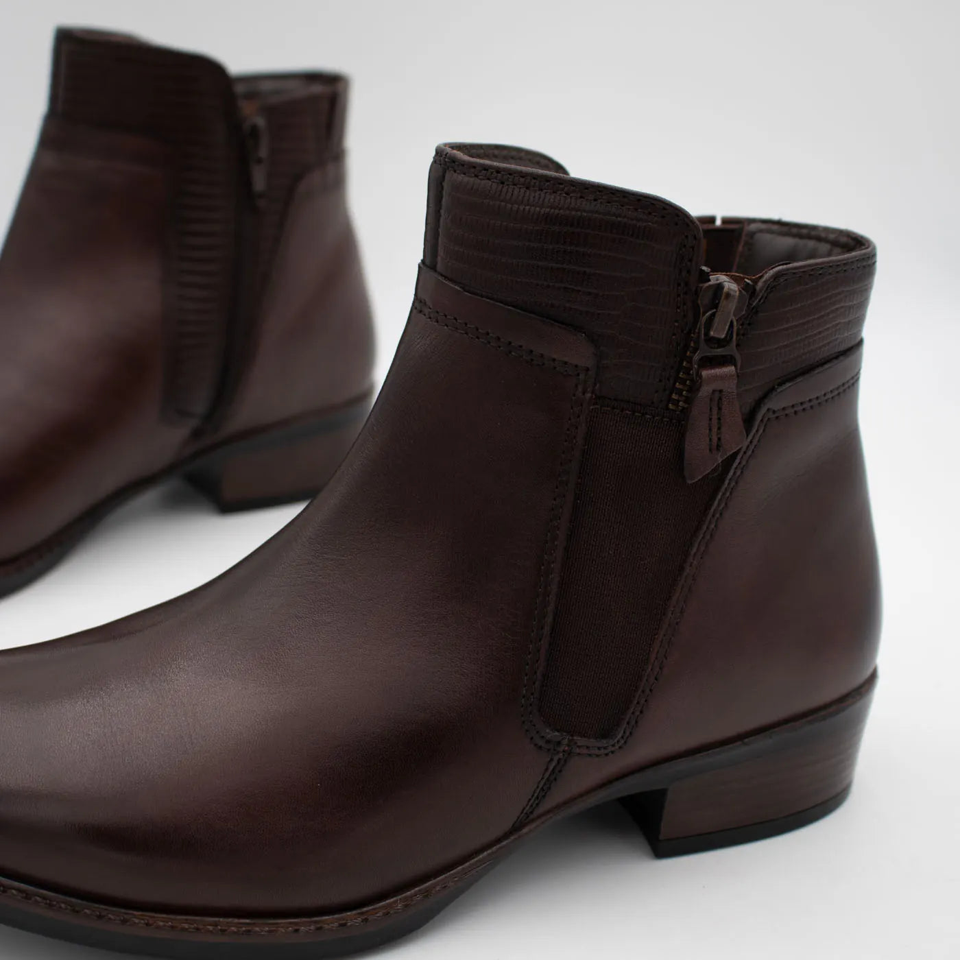 Dubarry Cierra Mahogany Leather Ankle Boots - zip and stitching detail