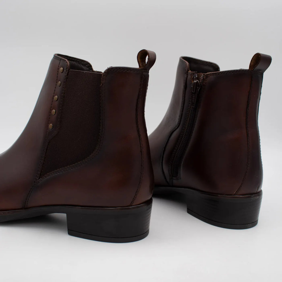 Dubarry Crest Chestnut Leather Chelsea Ankle Boots - rear view of the pair