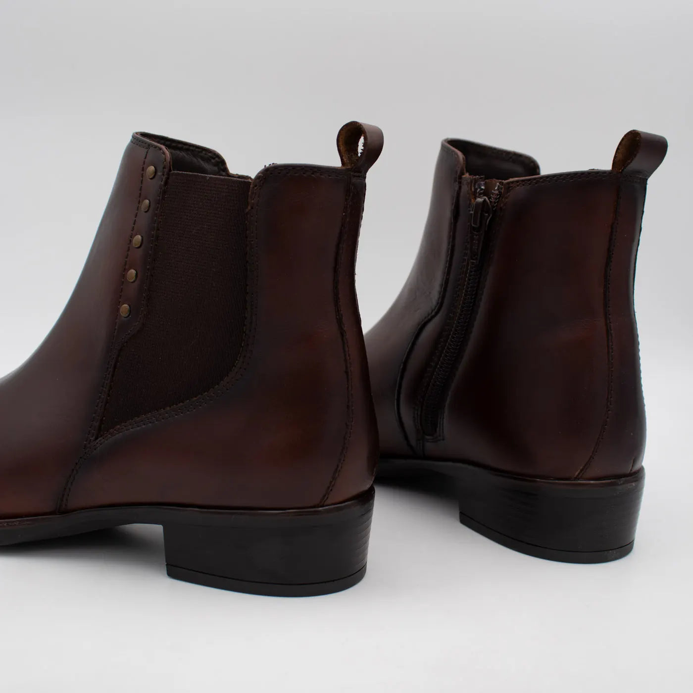 Dubarry Crest Chestnut Leather Chelsea Ankle Boots - rear view of the pair
