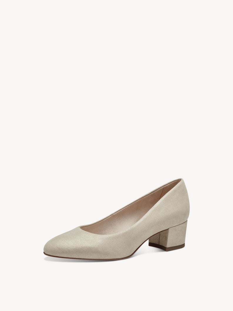 TAMARIS Women's Leather Pumps with Block Heel and ANTIslide Technology