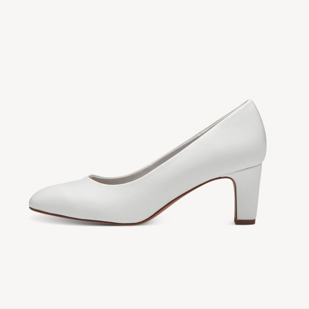 Tamaris White Block Heel Pump – Sleek & Comfortable - Leavys Shoes