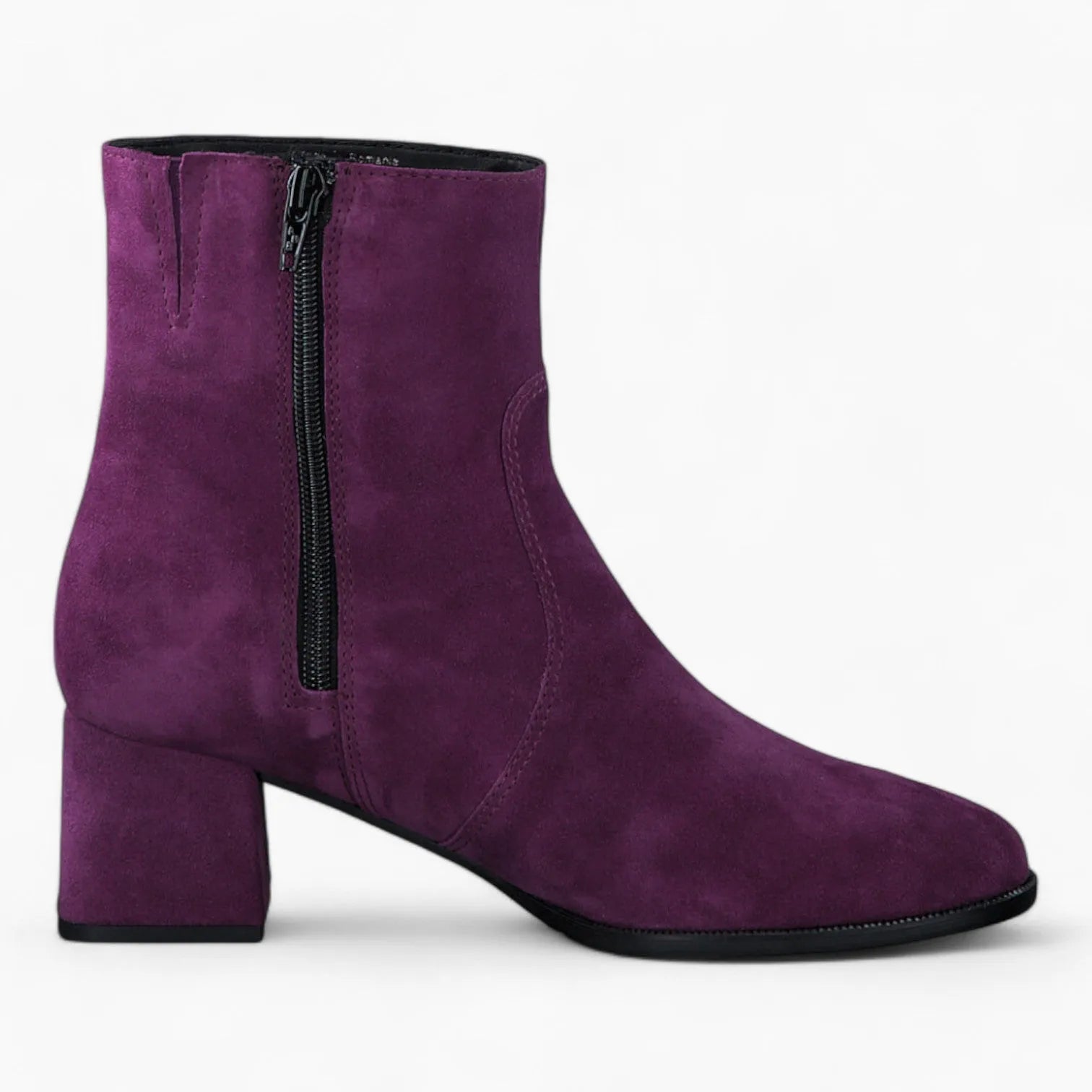 Tamaris Purple Leather Ankle Boots with Block Heel - Leavys Shoes