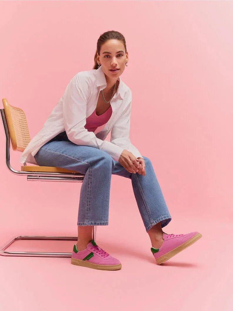 Tamaris Pink Runner – Vibrant Style with Green Accents - Leavys Shoes