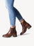 Tamaris Rich Brown Leather Ankle Boots with Soft Footbed and Block Heel