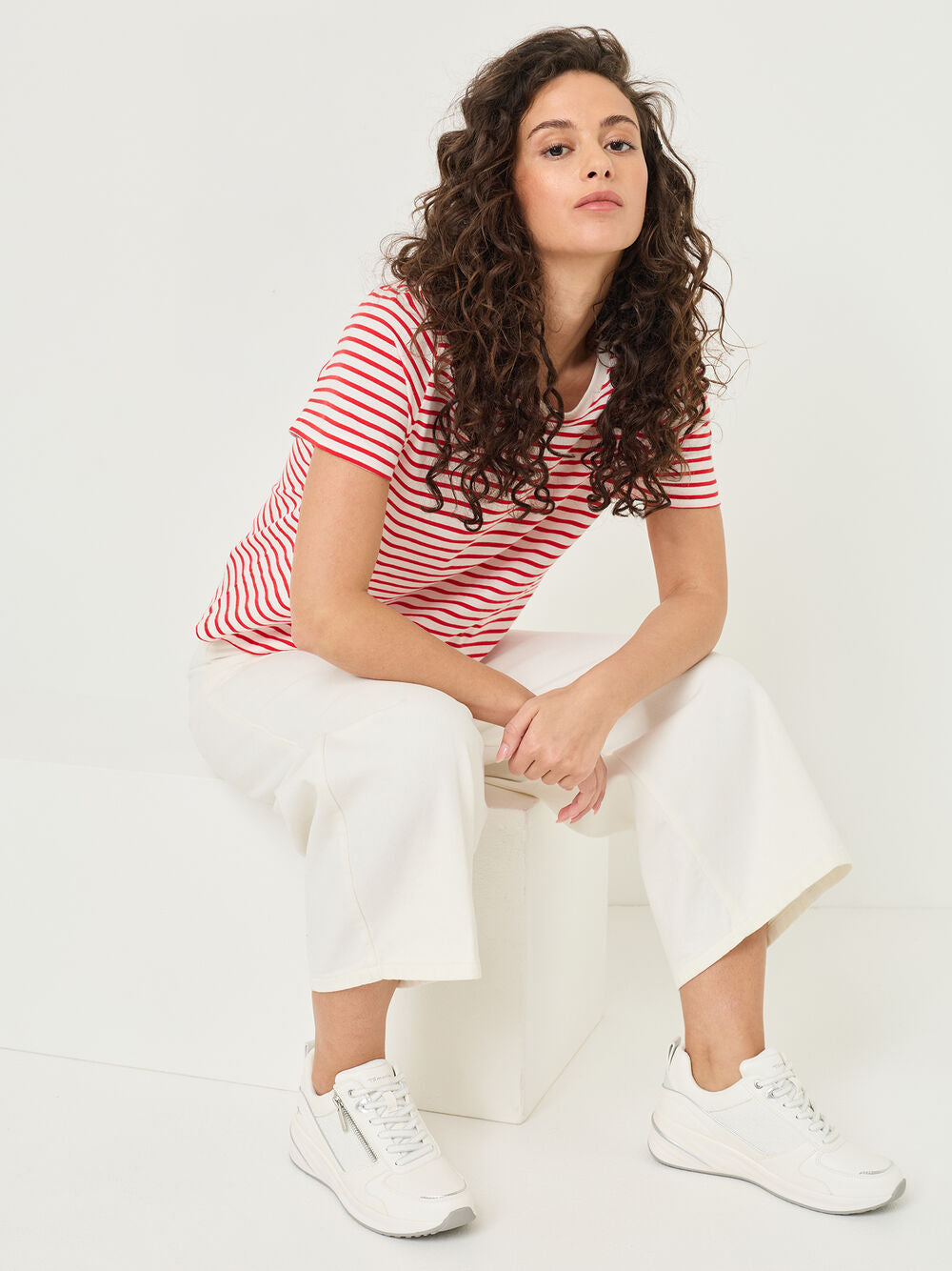 Tamaris White and Silver Wedge Trainers