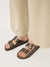 Tamaris Grey Double-Strap Sandal – Rose Gold Buckles & Cushioned Comfort