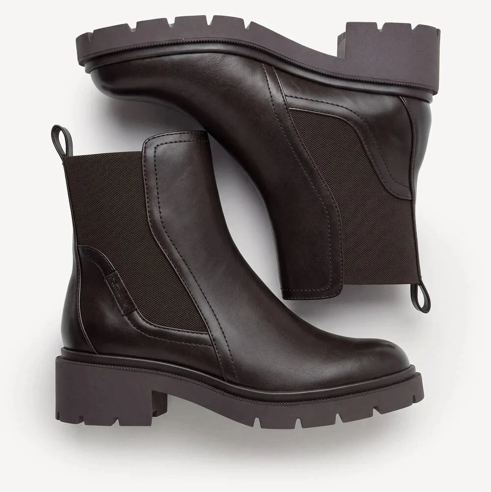 Tamaris Chocolate Brown Chunky Sole Chelsea Boots