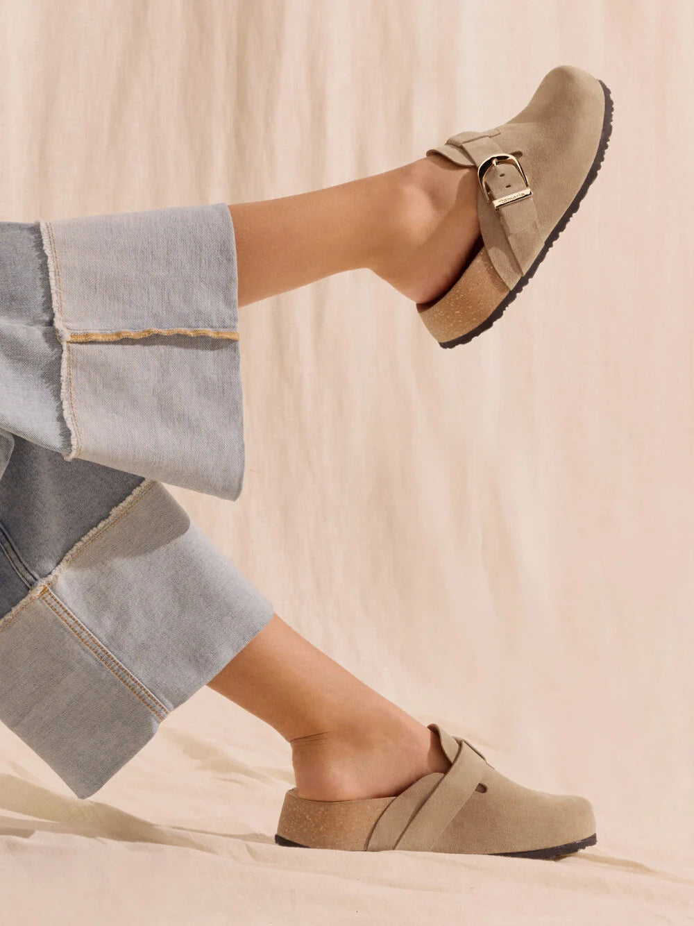 Tamaris Taupe Leather Mule Clog 1-27600-44-341