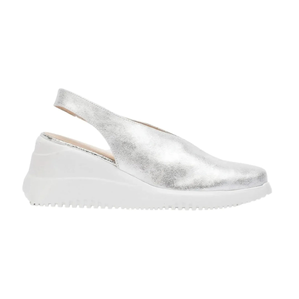 Wonders Silver Slingback Wedge – Lightweight &amp; Chic - Leavys Shoes