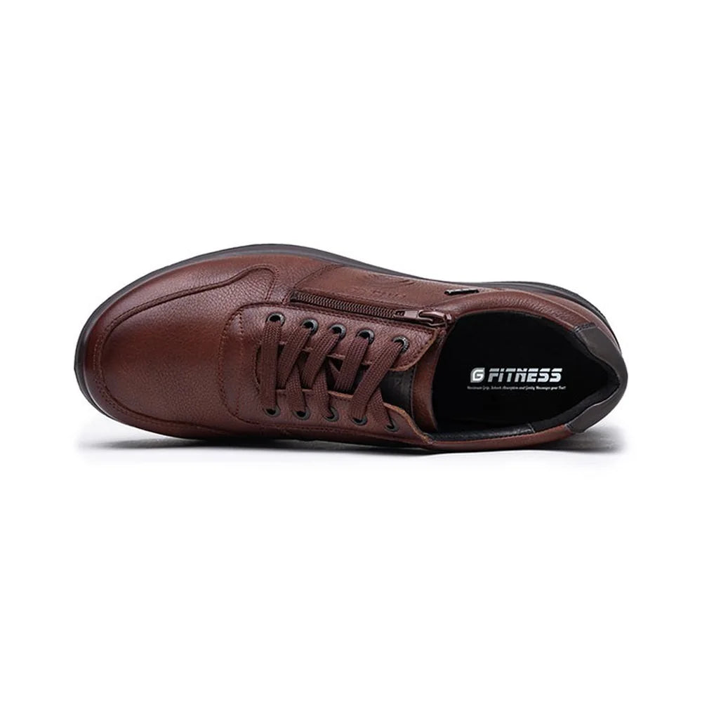 Top view of the G-Comfort R-1282 cognac trainer, showing the laces and removable footbed.