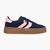 Xti Vegan Suede Platform Trainers, Navy with Pink Trim