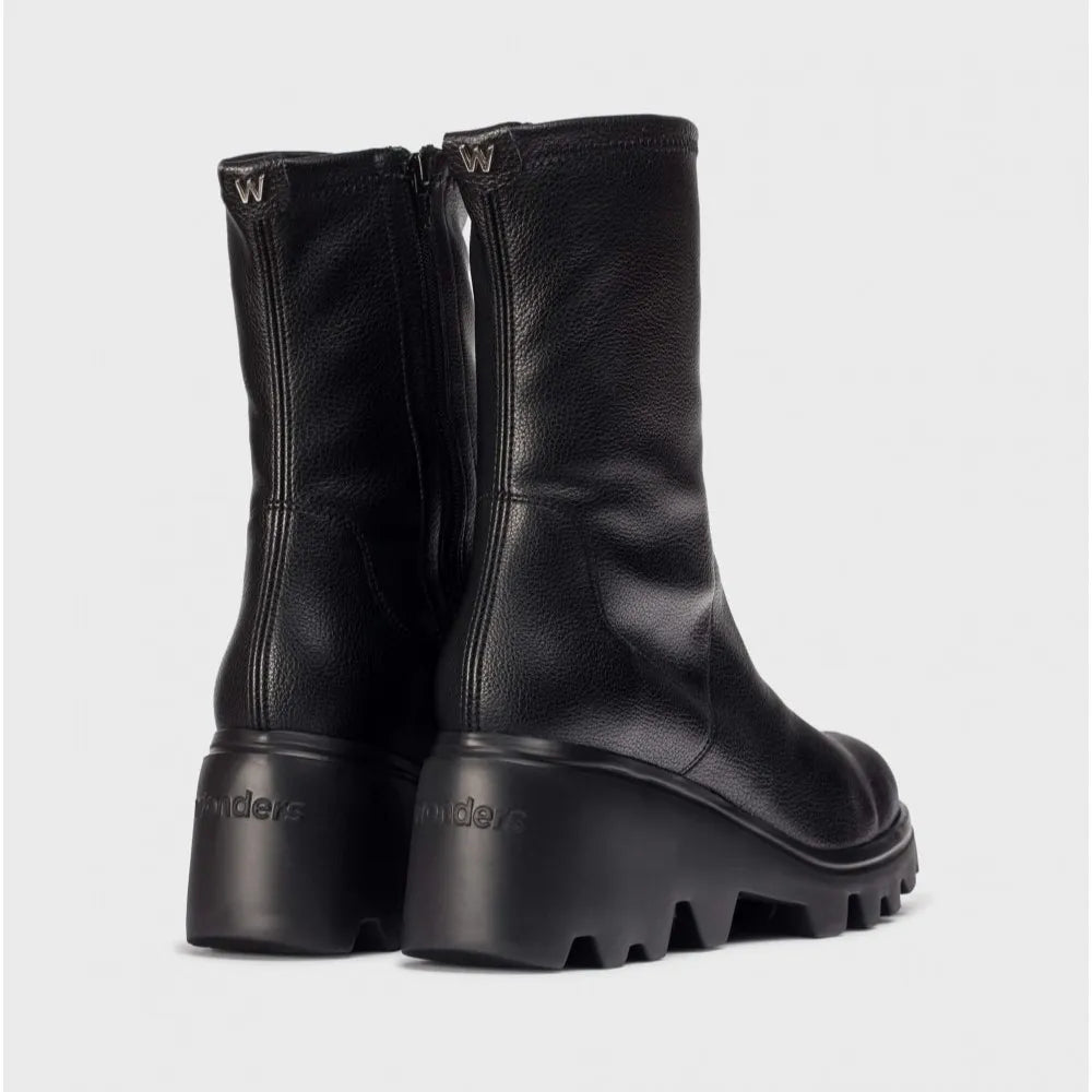 Wonders Toronto 17 Black Stretch Platform Ankle Boots - Leavys Shoes