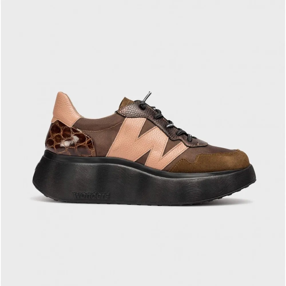 Wonders Roma 31 Cognac & Blush Leather Platform Sneakers