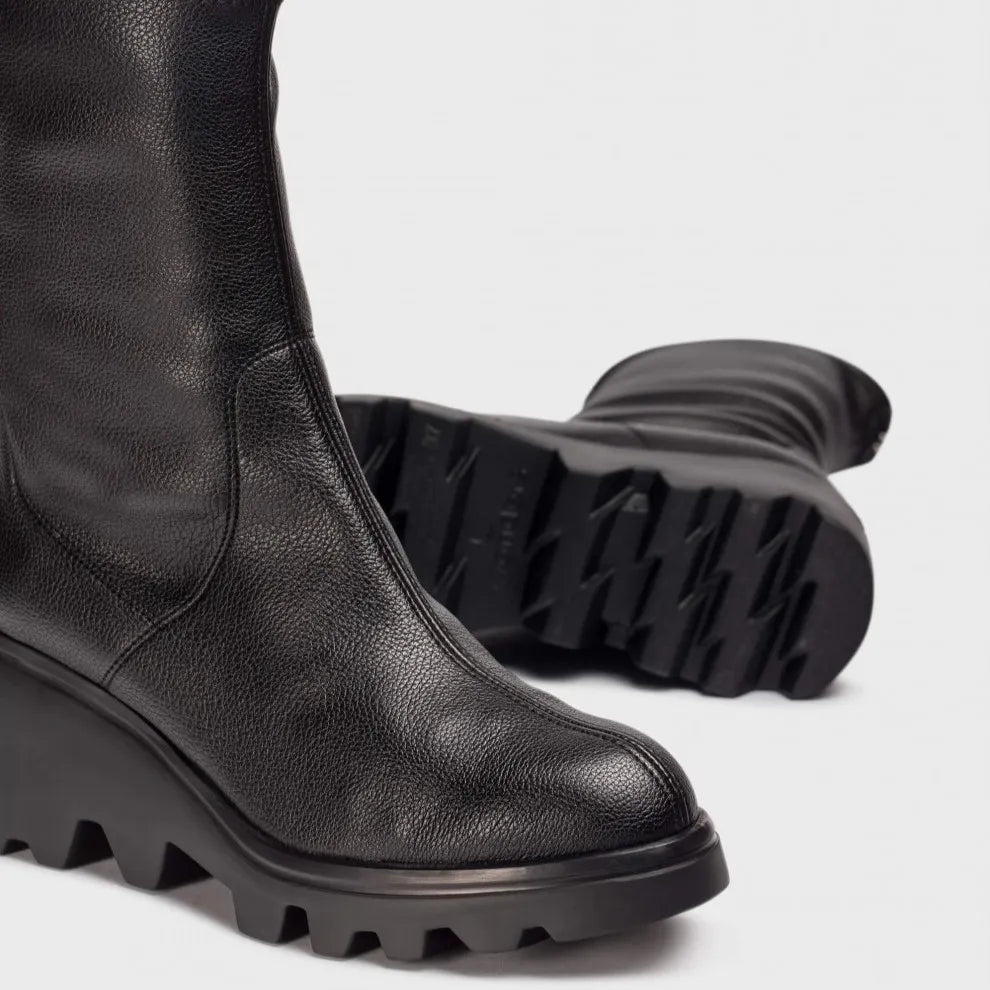 Wonders Toronto 17 Black Stretch Platform Ankle Boots - Leavys Shoes