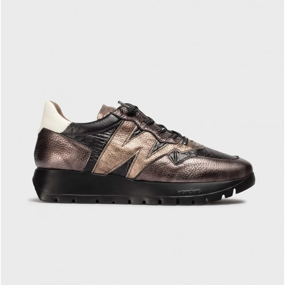 Wonders ODISEI 91 Black/Gold Leather Sneakers, WondersFly™ - Leavys Shoes