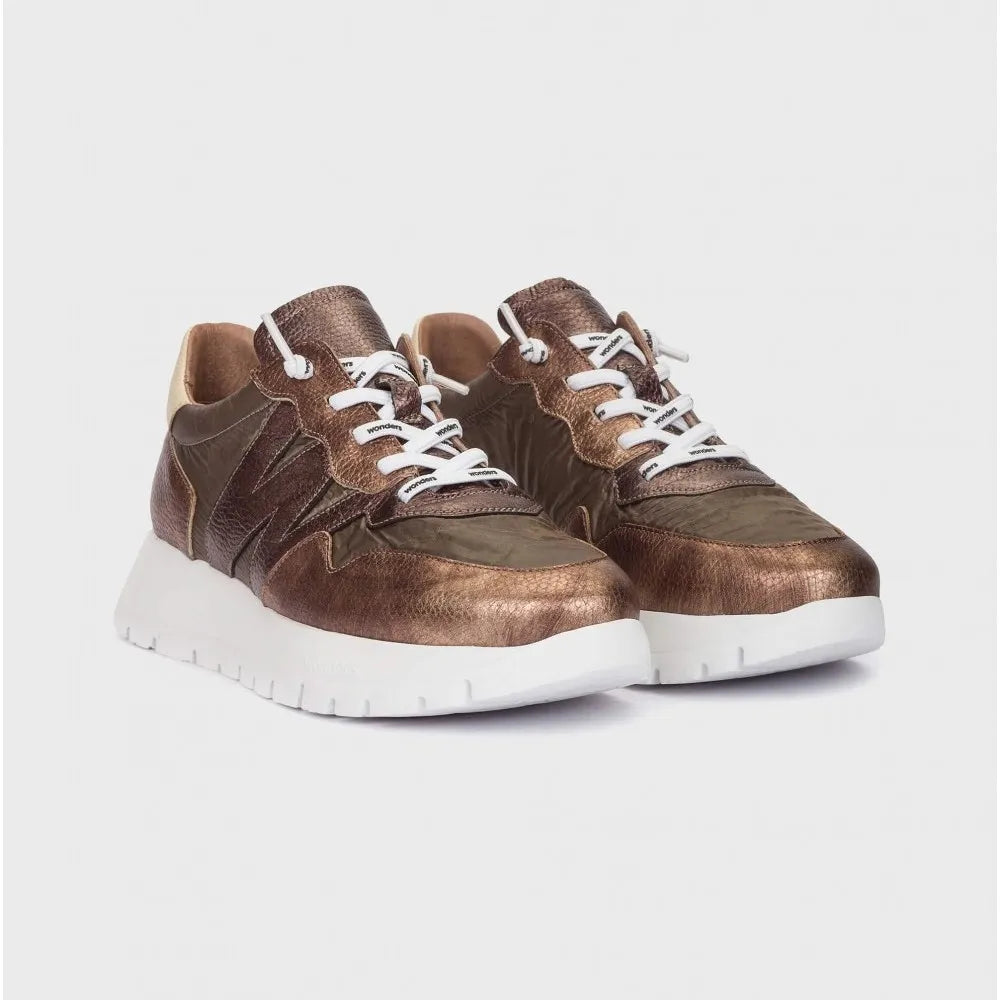 Wonders ODISEI 91 Gold/Lead Leather Sneakers, WondersFly™