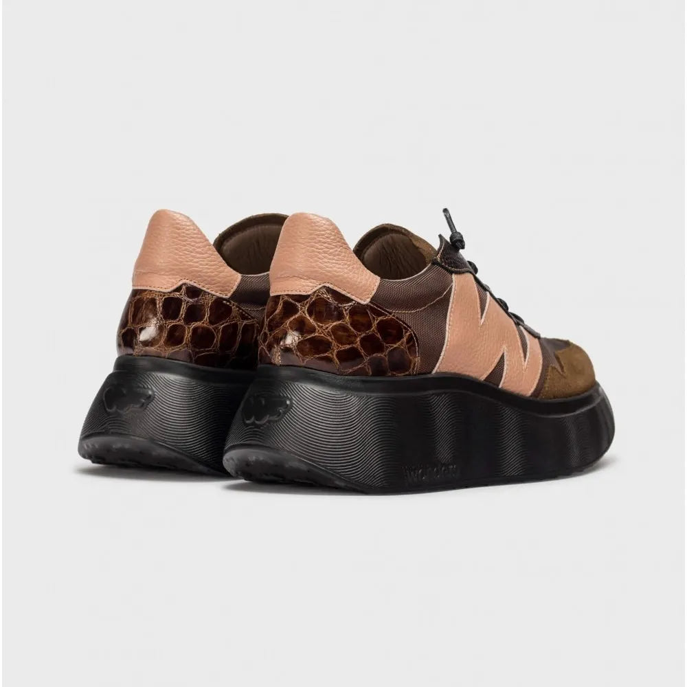 Wonders Roma 31 Cognac & Blush Leather Platform Sneakers
