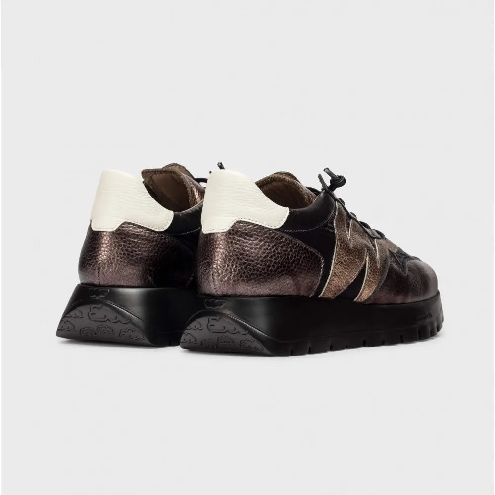 Wonders ODISEI 91 Black/Gold Leather Sneakers, WondersFly™ - Leavys Shoes