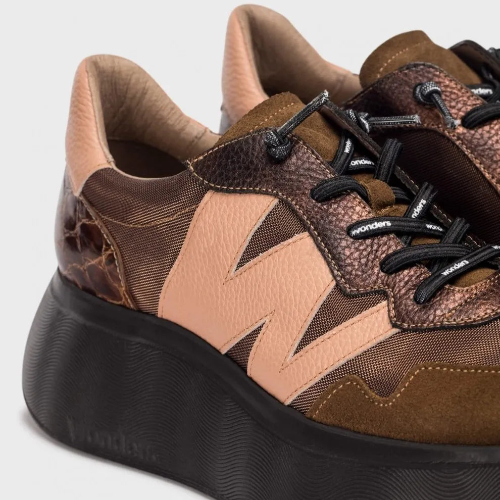 Wonders Roma 31 Cognac & Blush Leather Platform Sneakers - Leavys Shoes