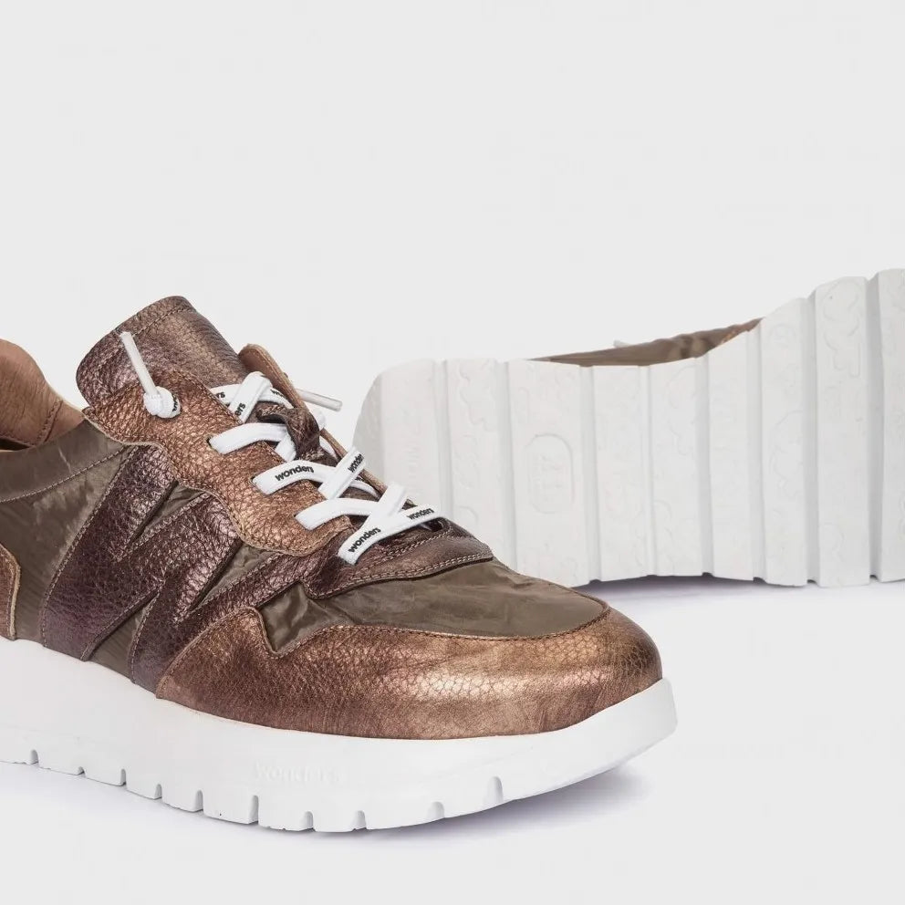 Wonders ODISEI 91 Gold/Lead Leather Sneakers, WondersFly™ - Leavys Shoes