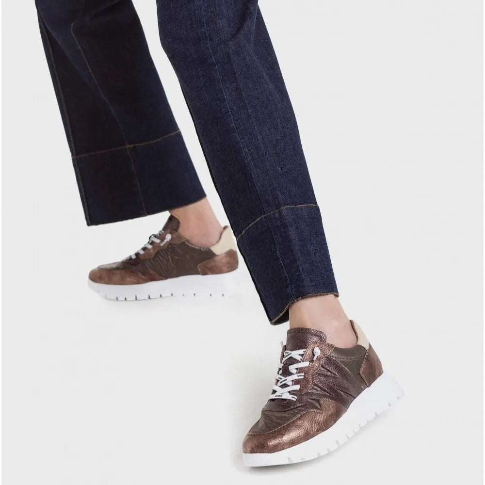 Wonders ODISEI 91 Gold/Lead Leather Sneakers, WondersFly™ - Leavys Shoes