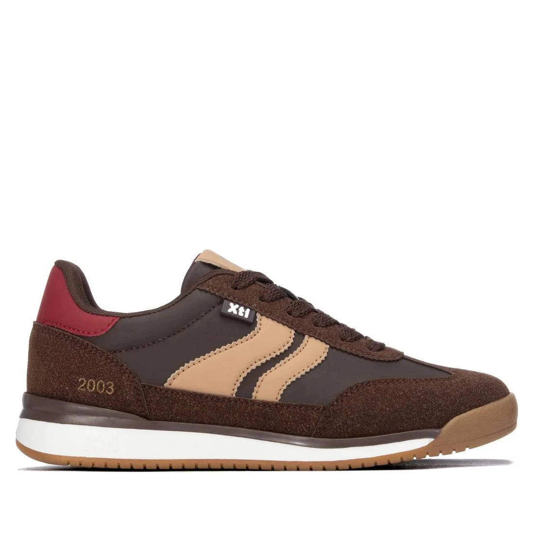 Xti Chocolate Brown Contrast Detail Vegan Trainers