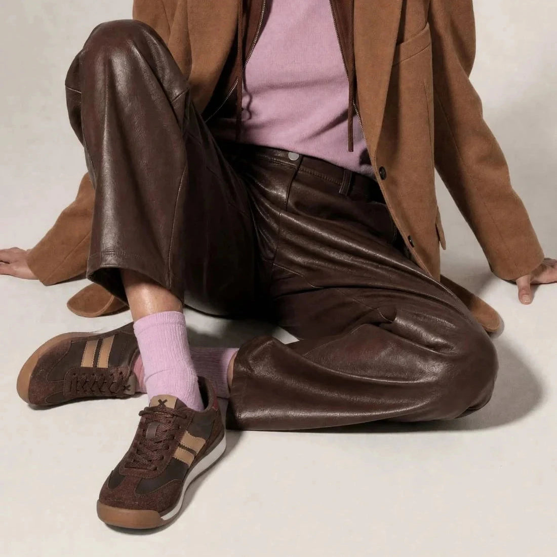 Xti Chocolate Brown Contrast Detail Vegan Trainers
