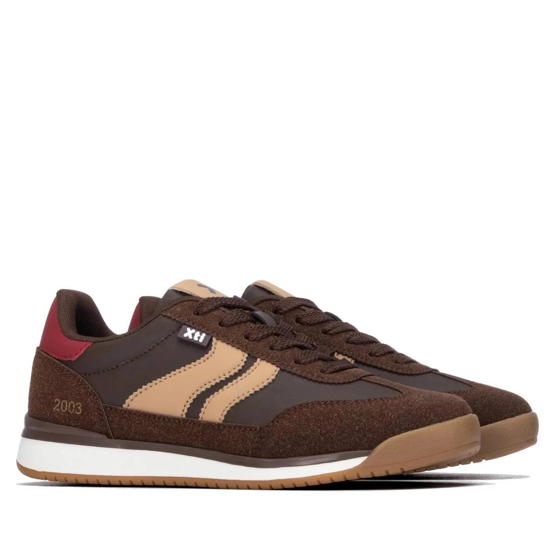 Xti Chocolate Brown Contrast Detail Vegan Trainers