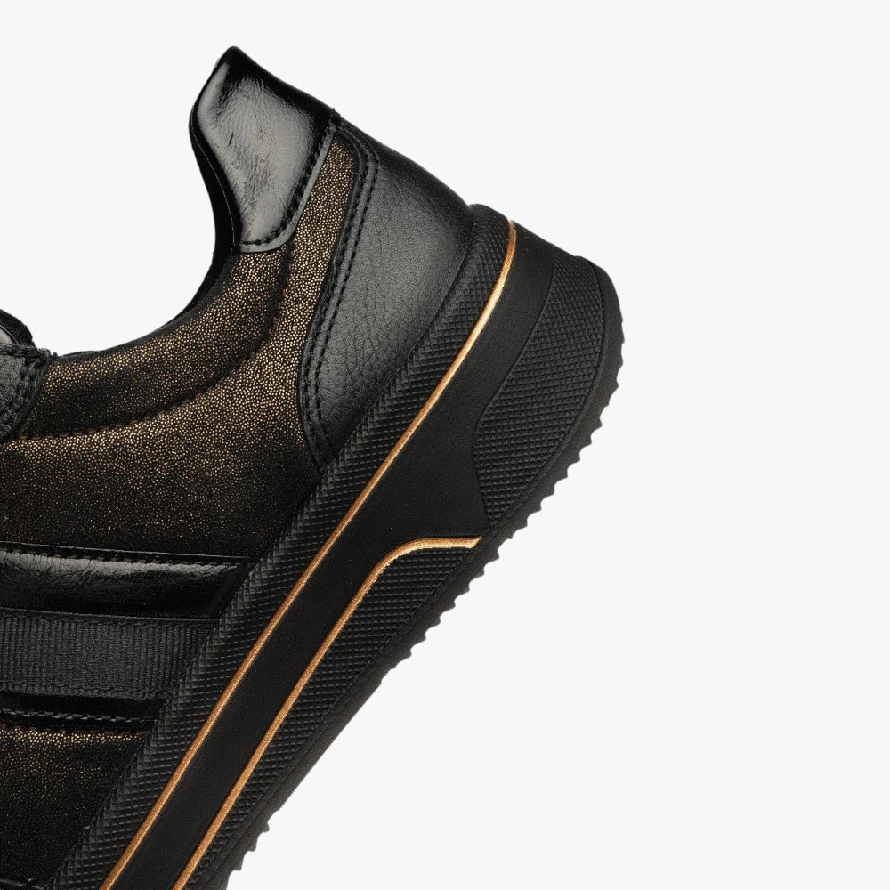 Ara Sapporo Black Bronze Wide Fit Trainer with Zip
