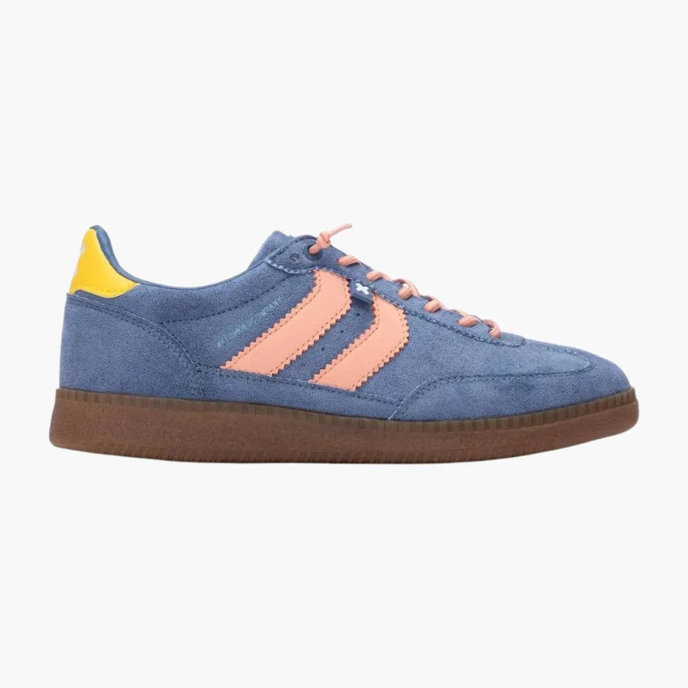 Xti Vegan Faux Suede Trainers, Jeans Blue with Bungee Laces - Leavys Shoes