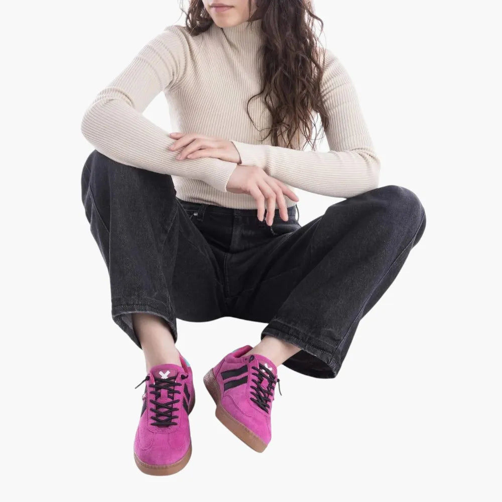 XTI Fucsia Faux Suede Vegan Trainers - Leavys Shoes