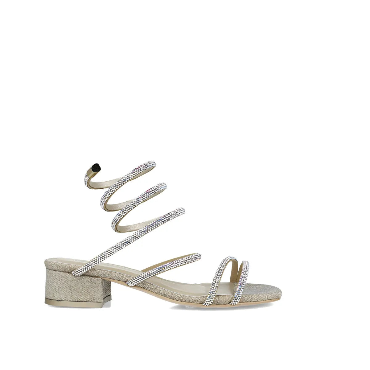 Menbur Gold Sandal with Spiral Diamante Strap - Leavys Shoes