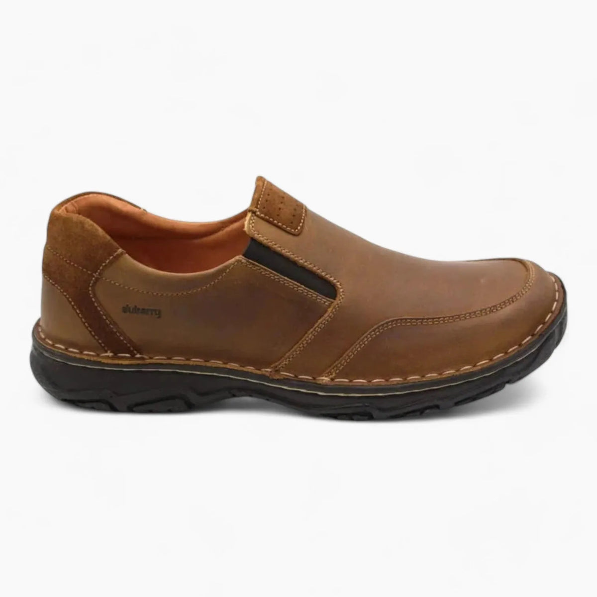 Bell Tan Slip-On Men&#39;s Shoe with Black Sole by Dubarry - Leavys Shoes