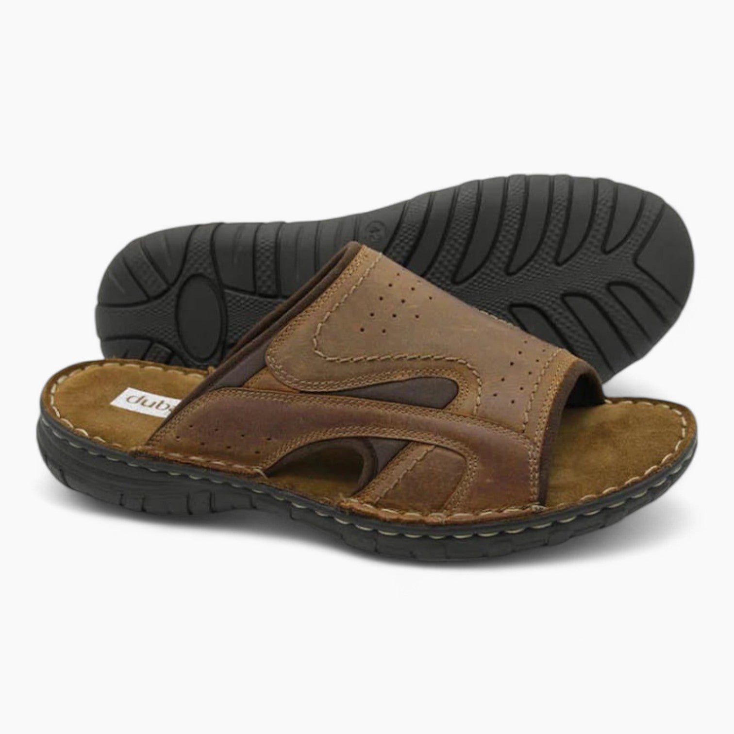 Dubarry Bole Men’s Brown Leather Slip-In Sandals - Comfortable Fit - Leavys Shoes