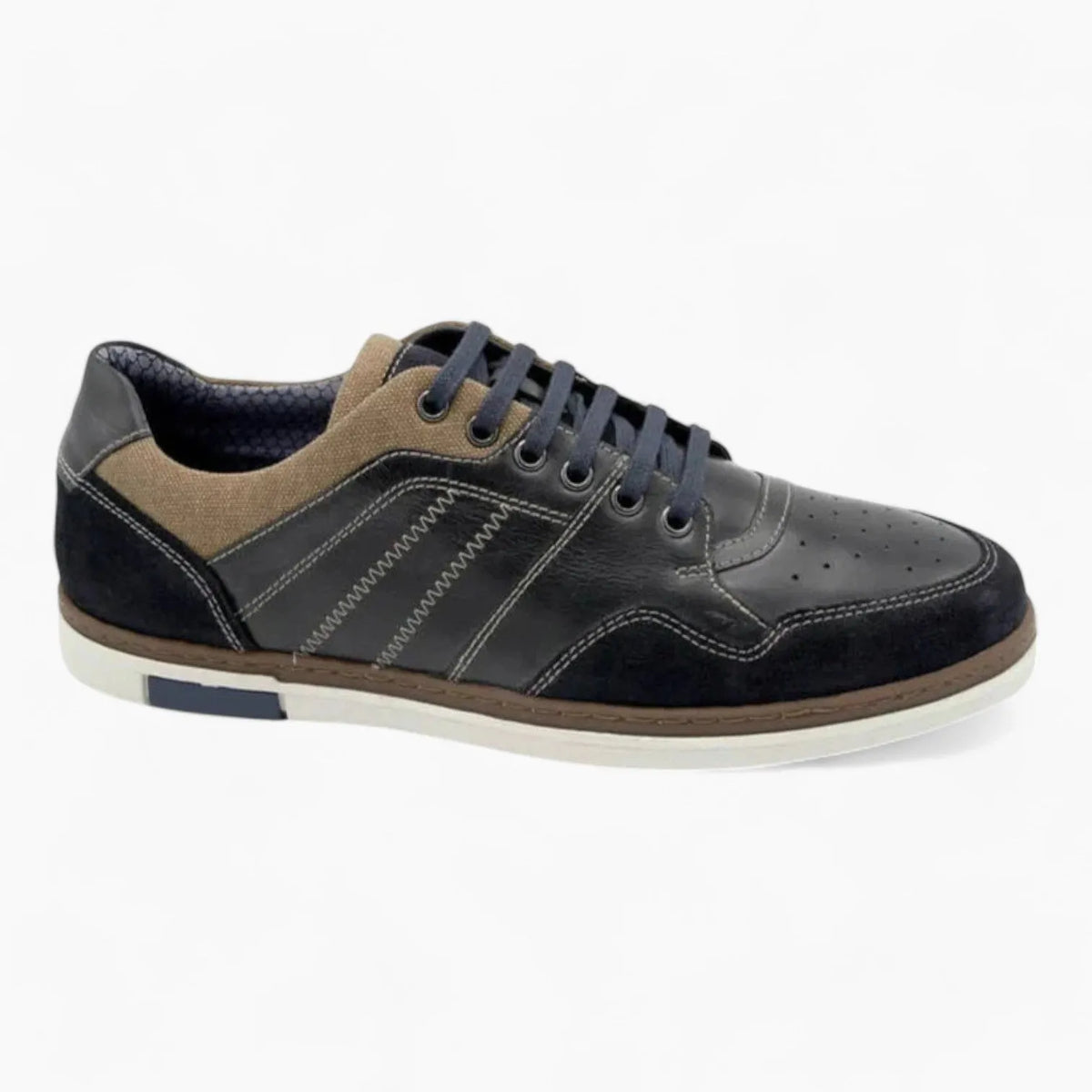 Sord Navy Casual Men&#39;s Shoe with White Sole and Tan Details by Dubarry - Leavys Shoes