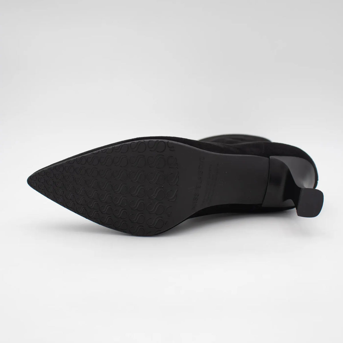 Miss Elastic Black Suede-Effect Stretch Ankle Boots - outsole view