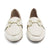  Sophisticated Jose Saenz cream nappa leather moccasins with gold chain detail.