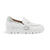  Elegant Jose Saenz White Leather Moccasins with buckle detail and branding.
