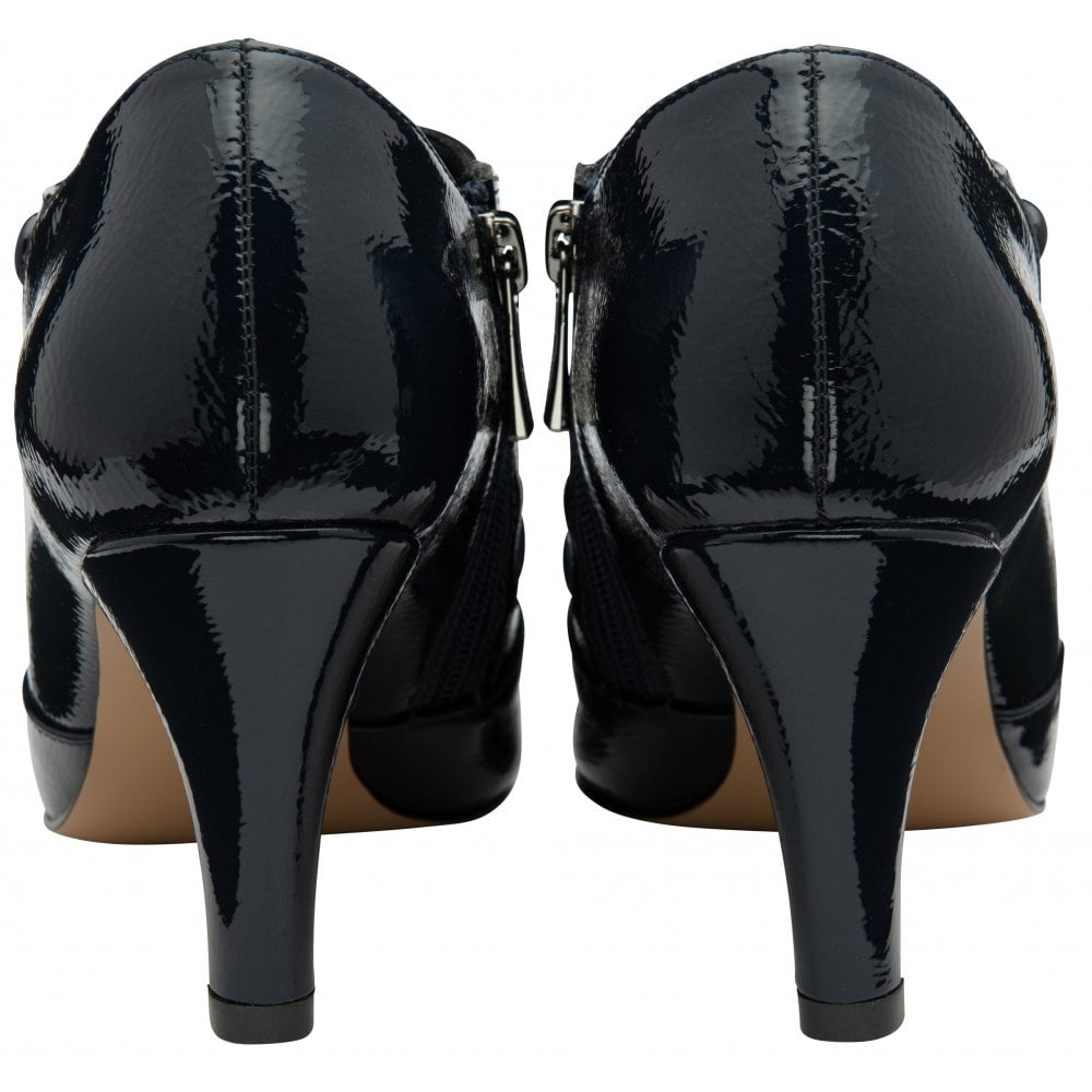 Back view of the Lotus Gem Shoe-Boot, focusing on the elegant stiletto heel.